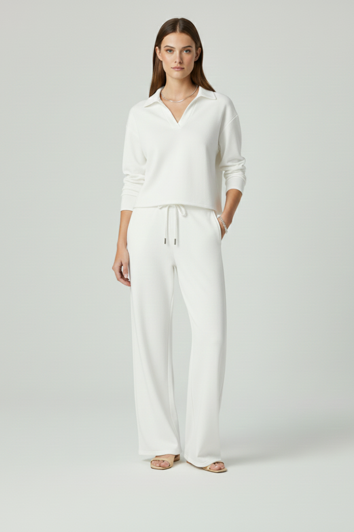 Xena | Women's Two-Piece Set | V-Neck Top Wide-Leg Pants