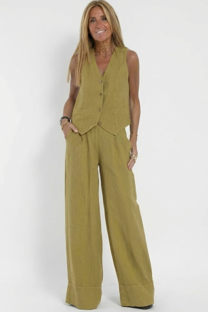 Kaia | Women's Two Piece Set | V-Neck Waistcoat