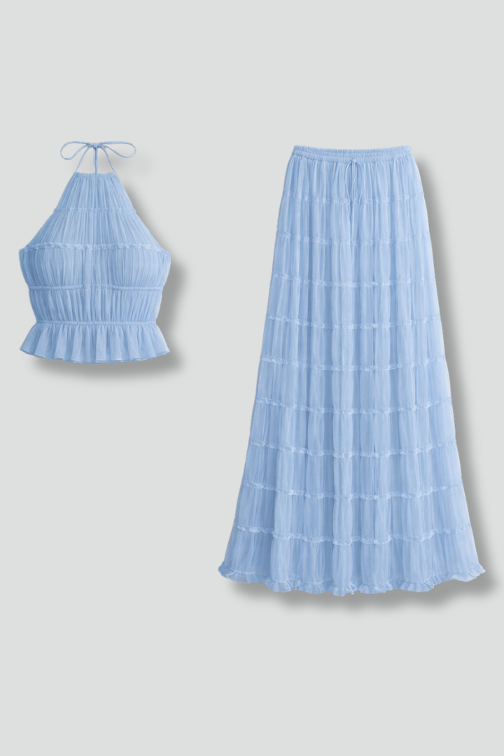 Lena | Women's Two Piece Set | Halter Top Maxi Skirt