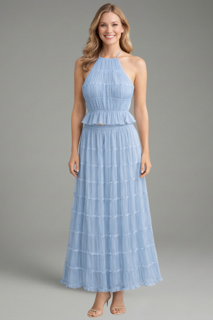 Lena | Women's Two Piece Set | Halter Top Maxi Skirt