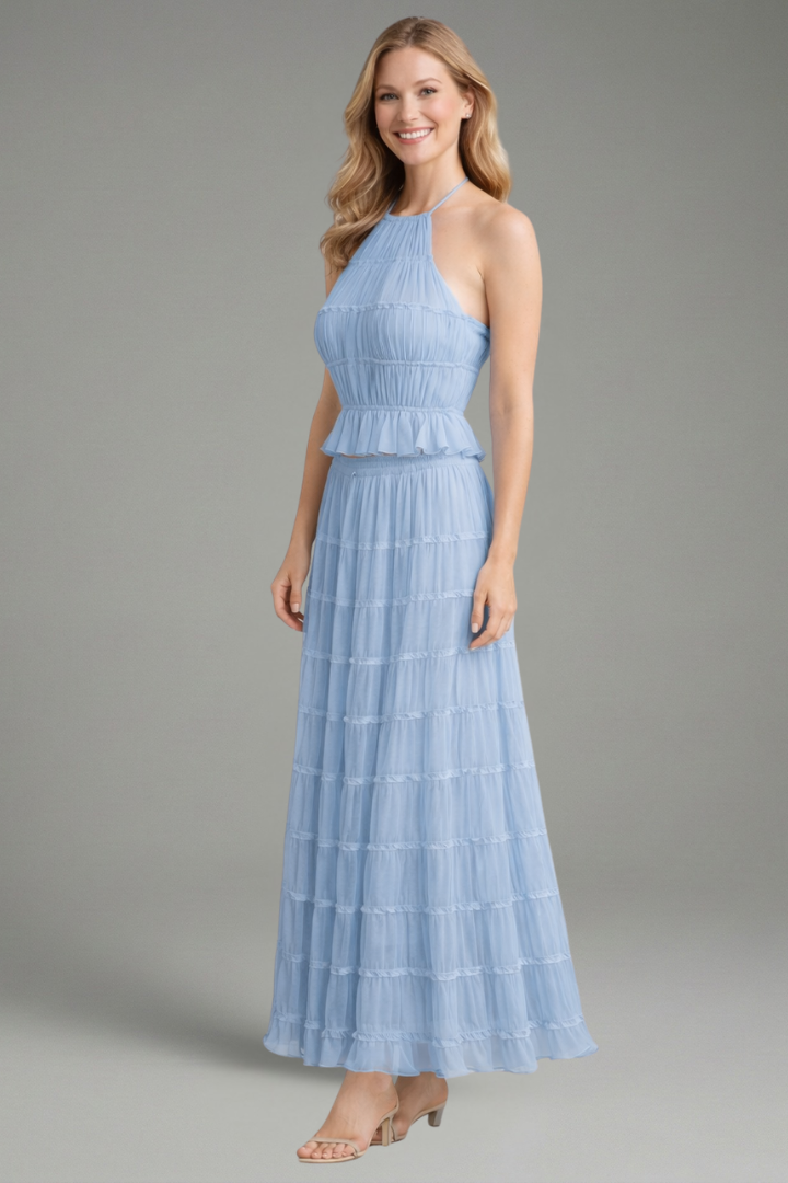 Lena | Women's Two Piece Set | Halter Top Maxi Skirt