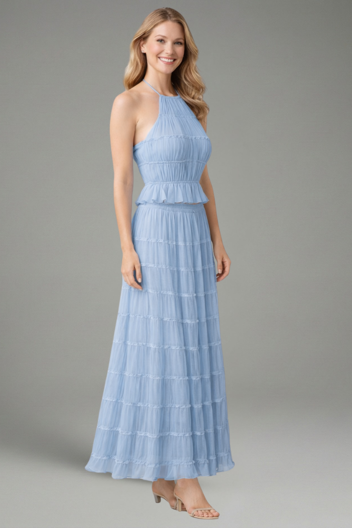 Lena | Women's Two Piece Set | Halter Top Maxi Skirt