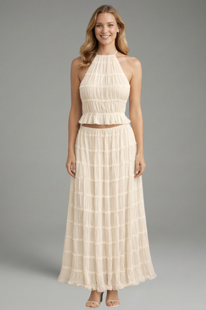 Lena | Women's Two Piece Set | Halter Top Maxi Skirt