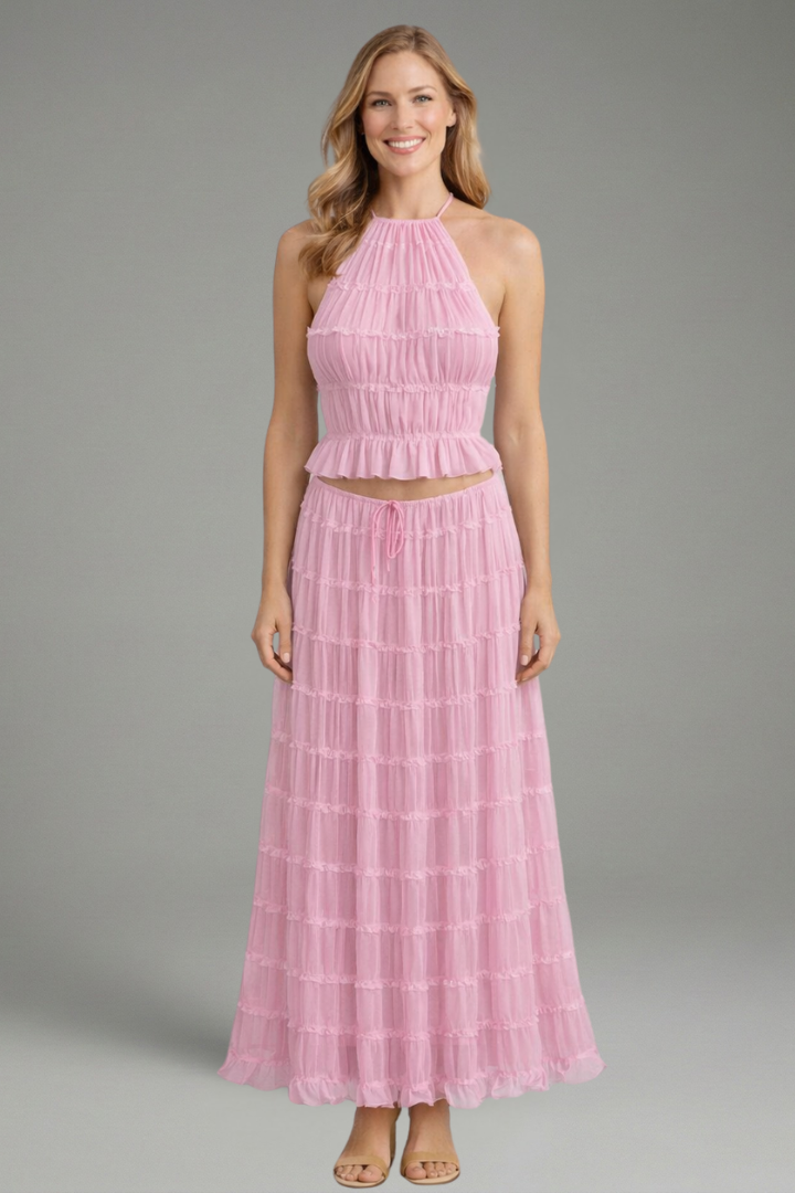 Lena | Women's Two Piece Set | Halter Top Maxi Skirt