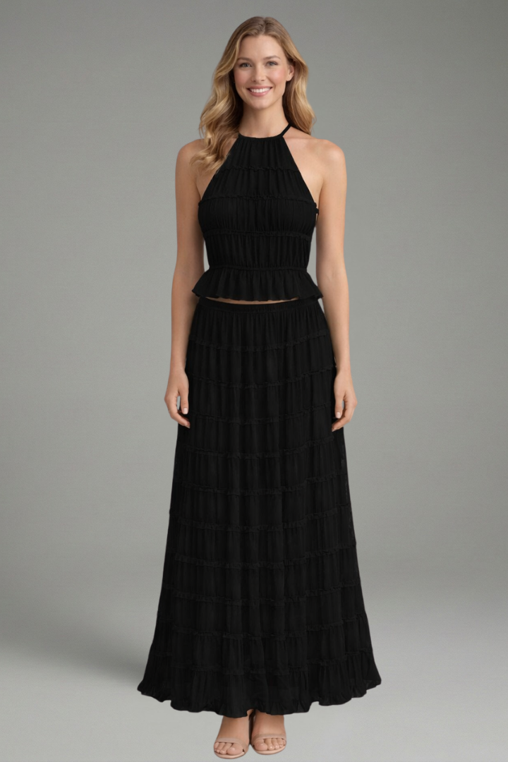 Lena | Women's Two Piece Set | Halter Top Maxi Skirt