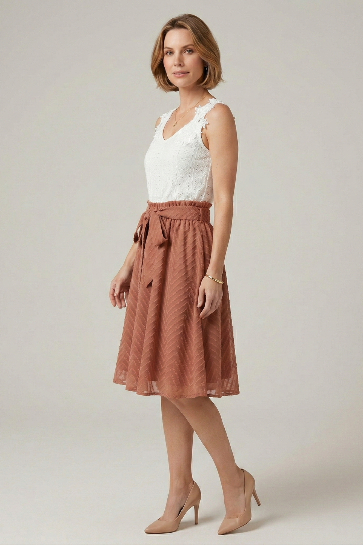 Nala | Women's Two Piece Set | Lace Top Flared Skirt
