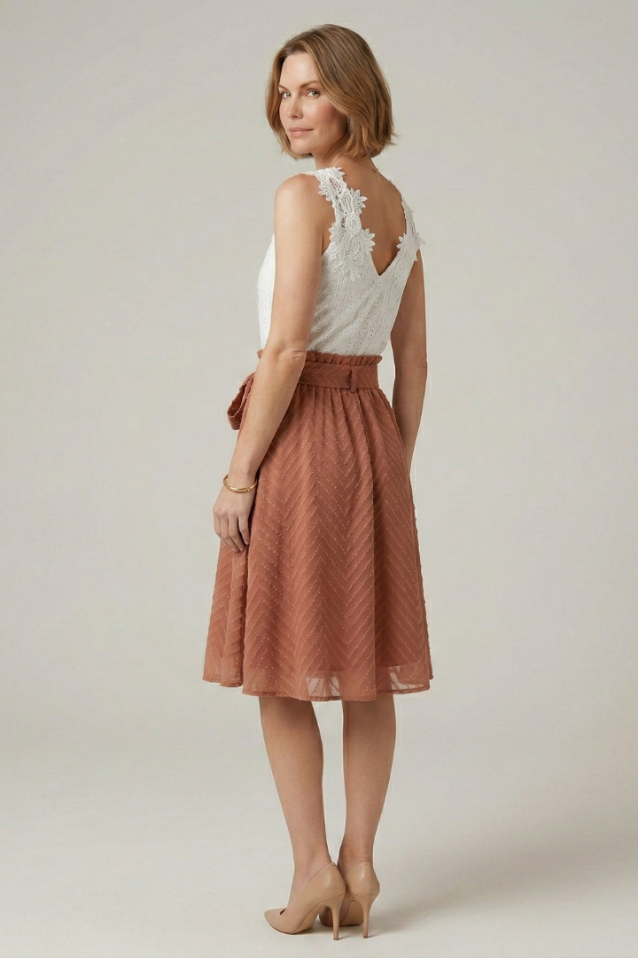 Nala | Women's Two Piece Set | Lace Top Flared Skirt