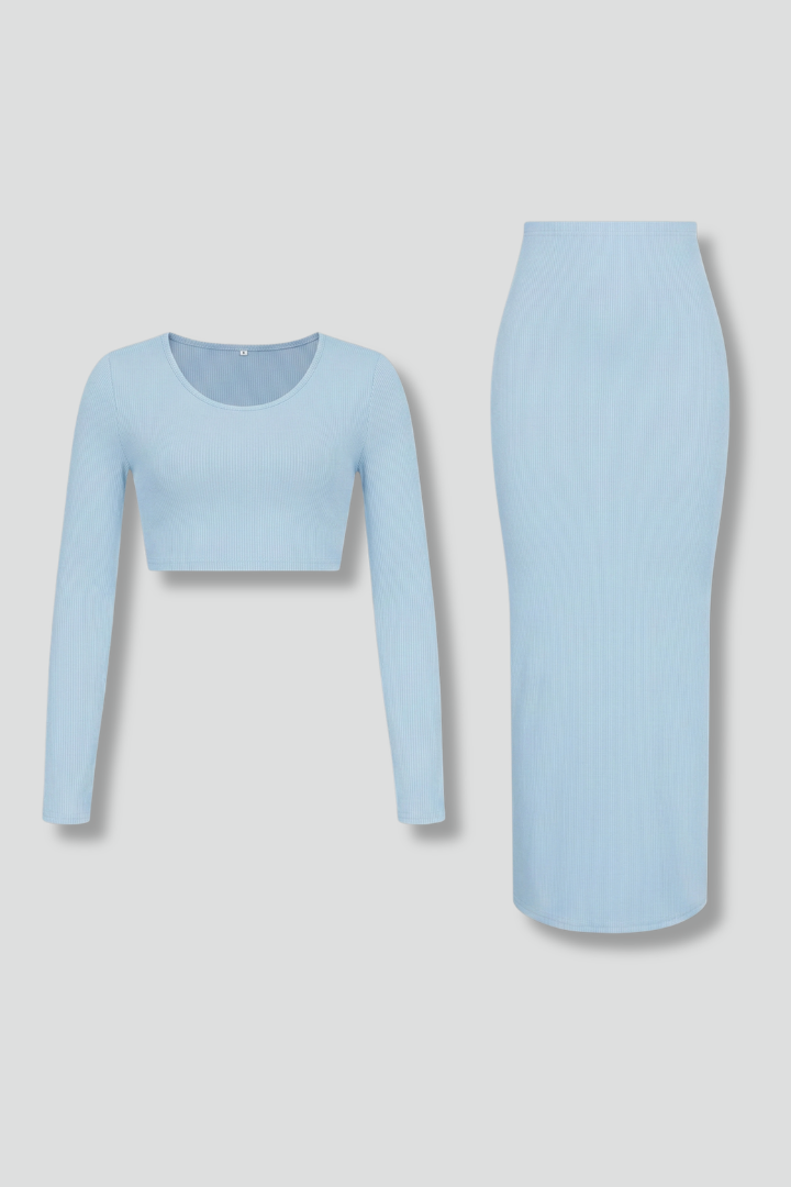 Wava | Women's Two Piece Set | Long Sleeve Top Maxi Skirt