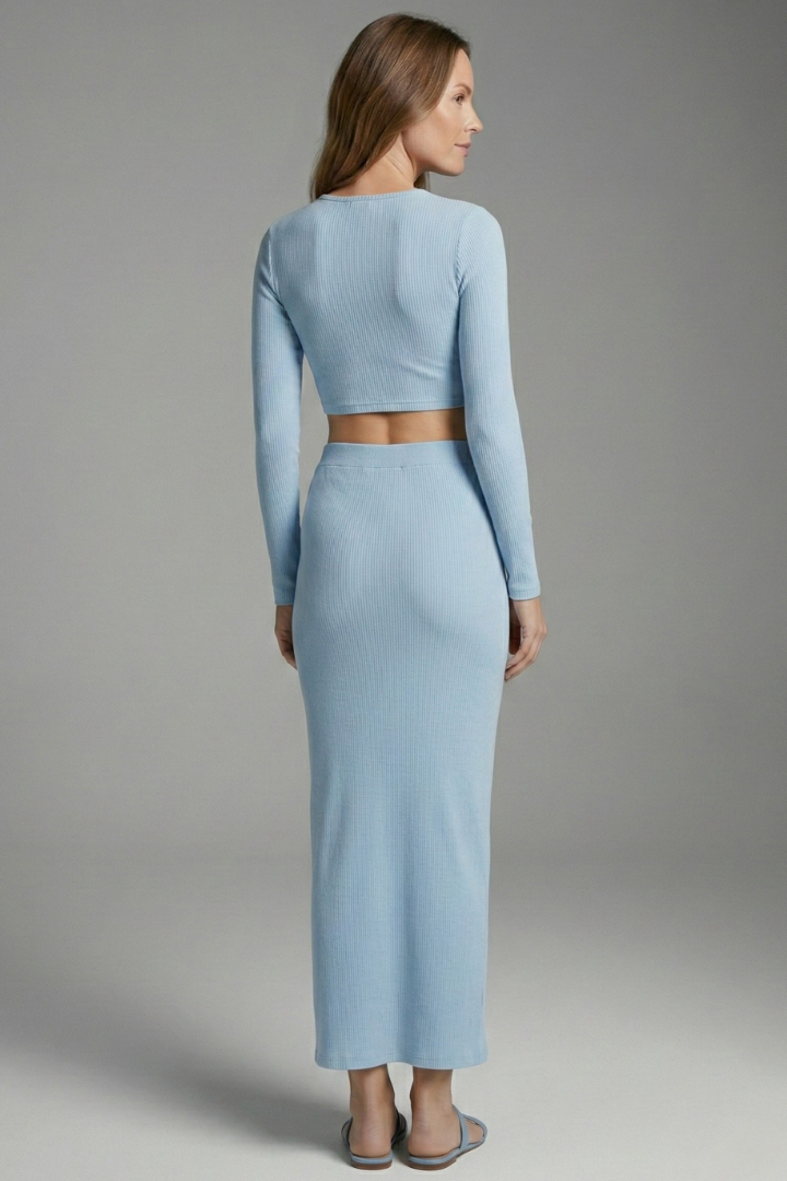 Wava | Women's Two Piece Set | Long Sleeve Top Maxi Skirt