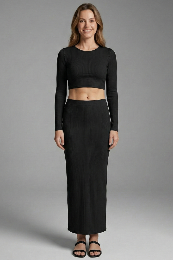 Wava | Women's Two Piece Set | Long Sleeve Top Maxi Skirt