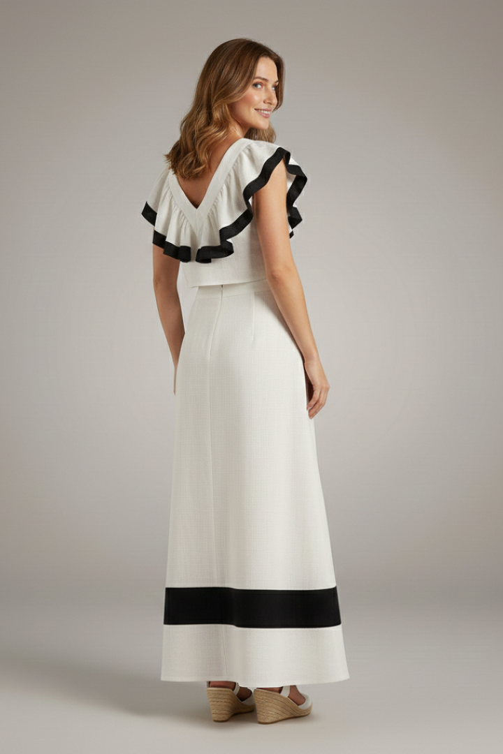 Kala | Women's Two Piece Set | V-Neck Top Midi Skirt