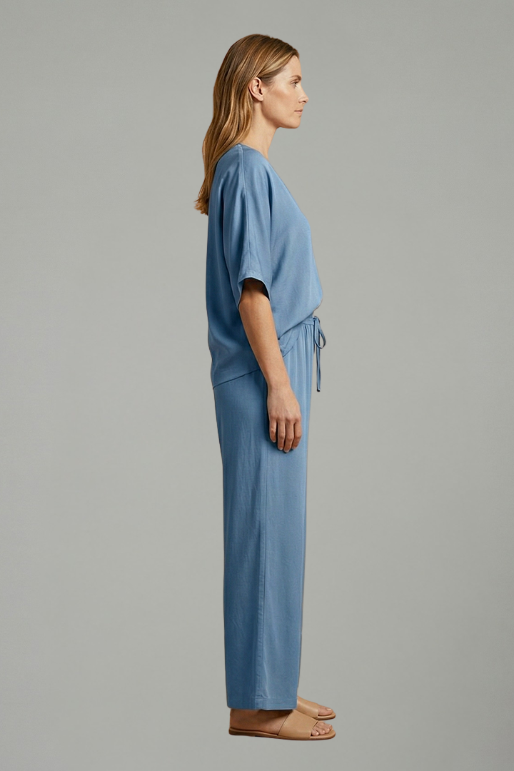 Pearl | Women's Two Piece Trousers Set | V-Neck Wide Leg