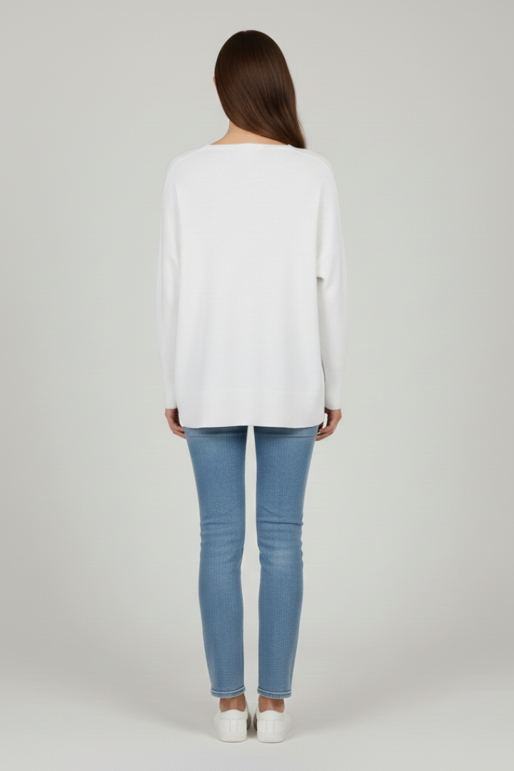 Fiona | Women's Sweater | V-Neck Dropped Shoulders Straight Hem