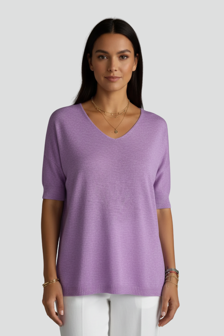 Heledd | Women's Top | V-Neck Short Sleeves Relaxed