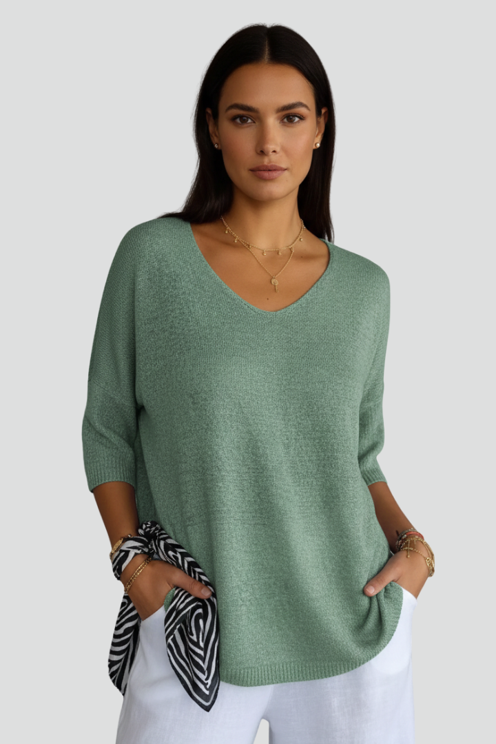 Heledd | Women's Top | V-Neck Short Sleeves Relaxed