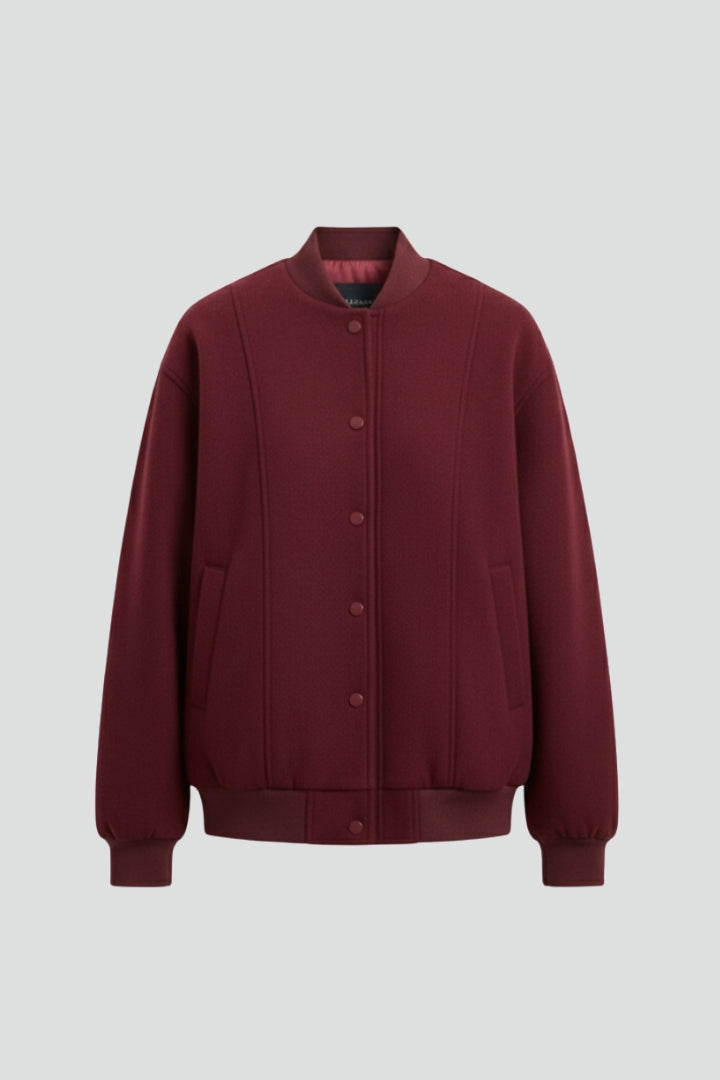 Eleonora | Women's Varsity Jacket | Snap Closure Ribbed