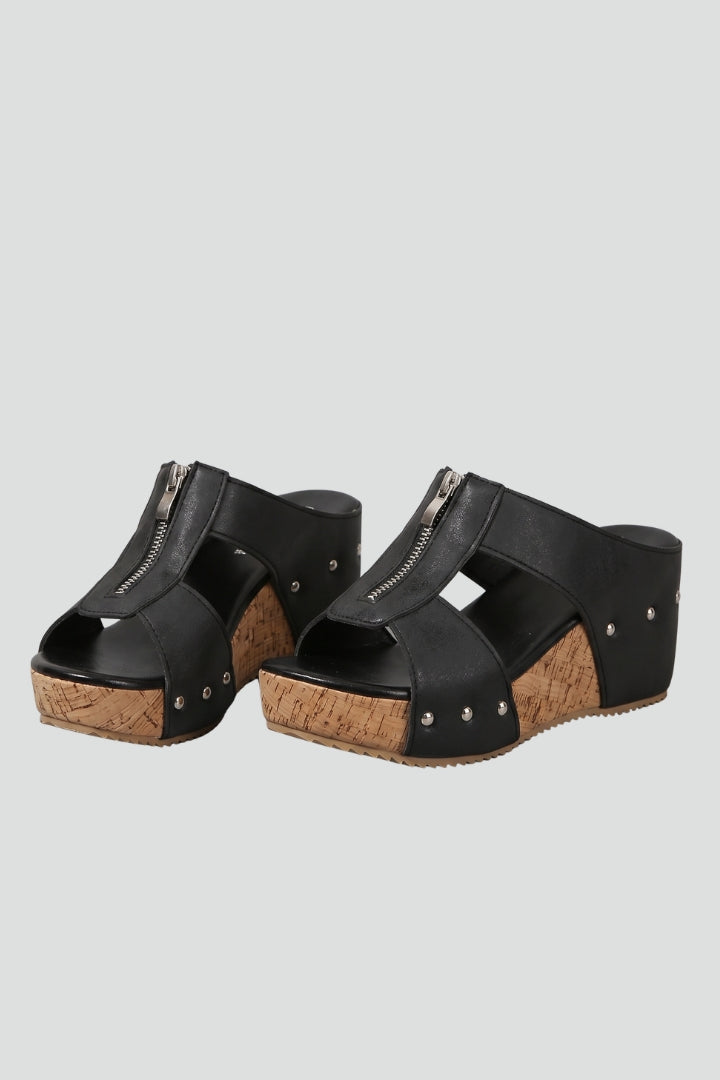 Tara | Women's Wedge Sandals | Cushioned Insole Zip Closure