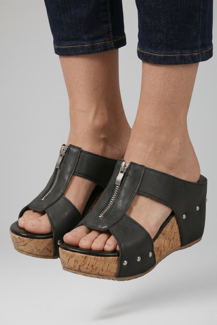 Tara | Women's Wedge Sandals | Cushioned Insole Zip Closure