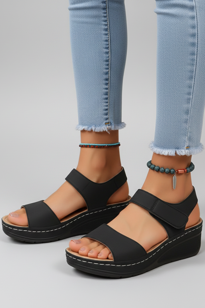 Nova | Women's Wedge Sandals | Hook-and-Loop Straps Open Toe