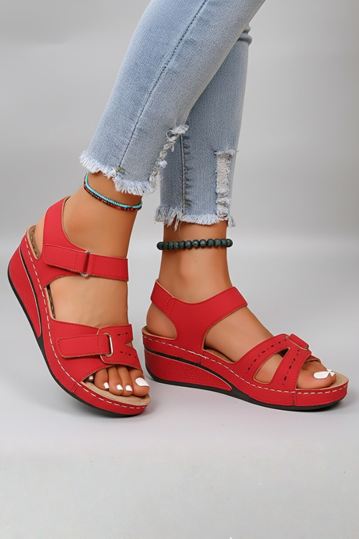 Nova | Women's Wedge Sandals | Hook-and-Loop Straps Open Toe