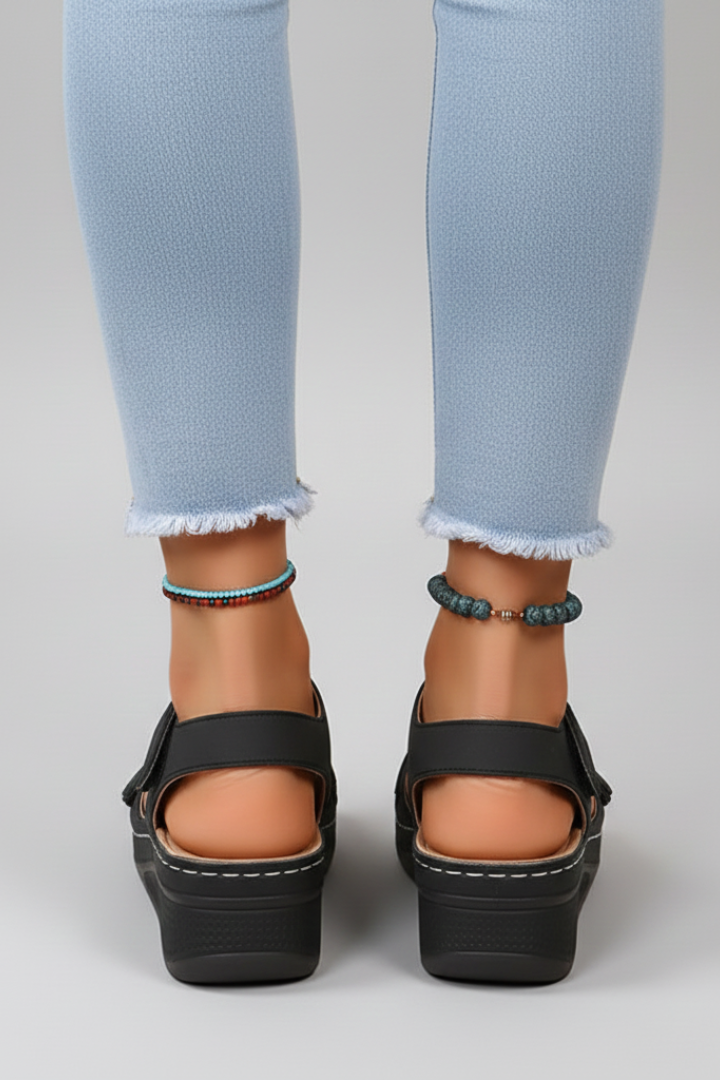 Nova | Women's Wedge Sandals | Hook-and-Loop Straps Open Toe