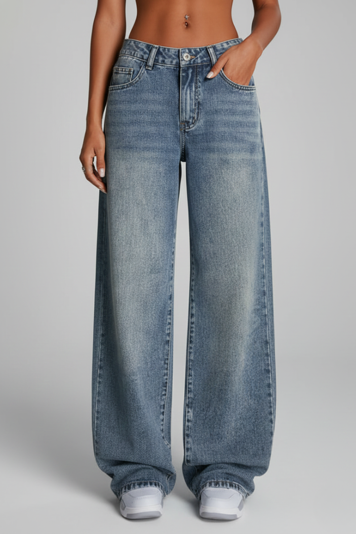 Aqqa | Women's Jeans | Wide-Leg Front Closure Long Hem