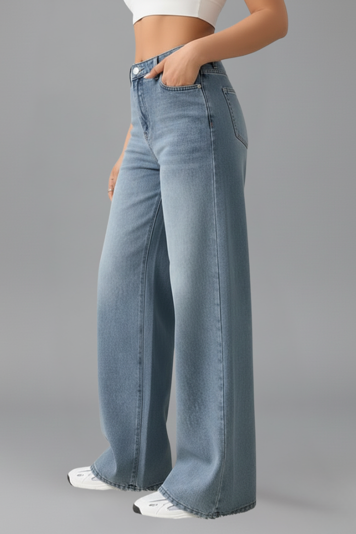 Eala | Women's Jeans | Wide-Leg Front Closure Long Hem