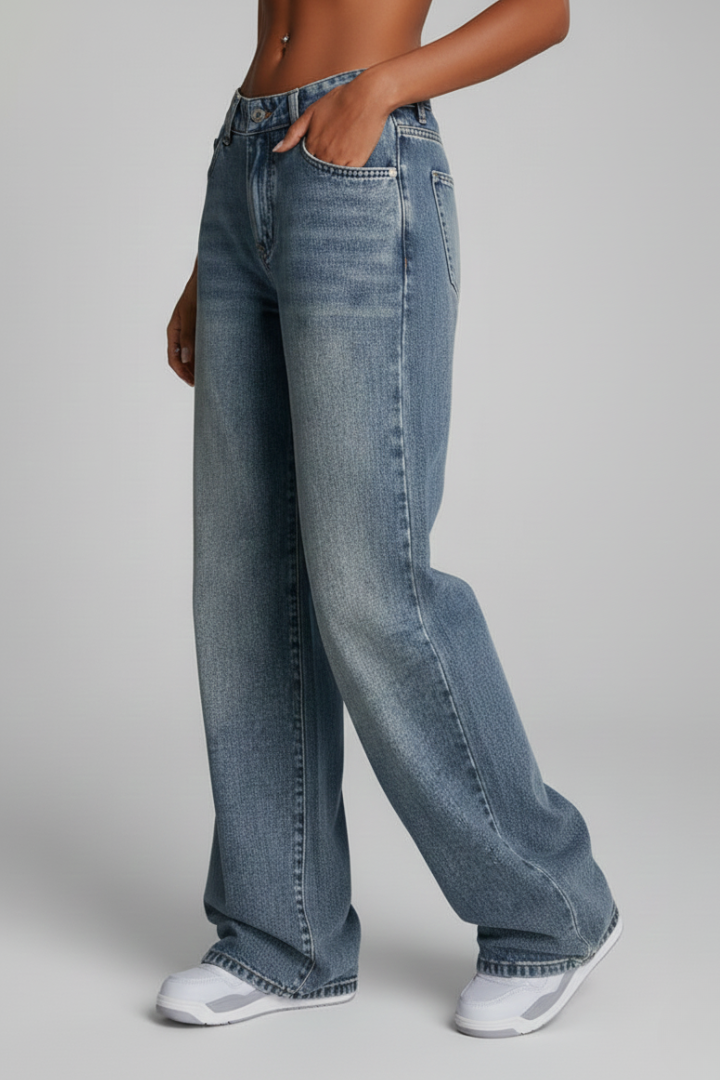 Aqqa | Women's Jeans | Wide-Leg Front Closure Long Hem