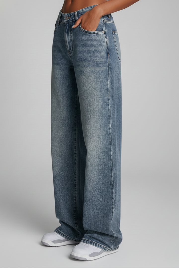 Aqqa | Women's Jeans | Wide-Leg Front Closure Long Hem