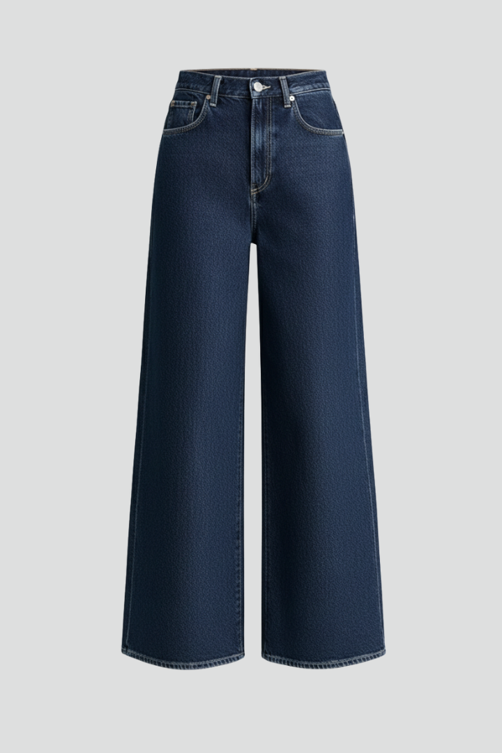 Hala | Women's Jeans | Wide-Leg High Waist Front Fastening