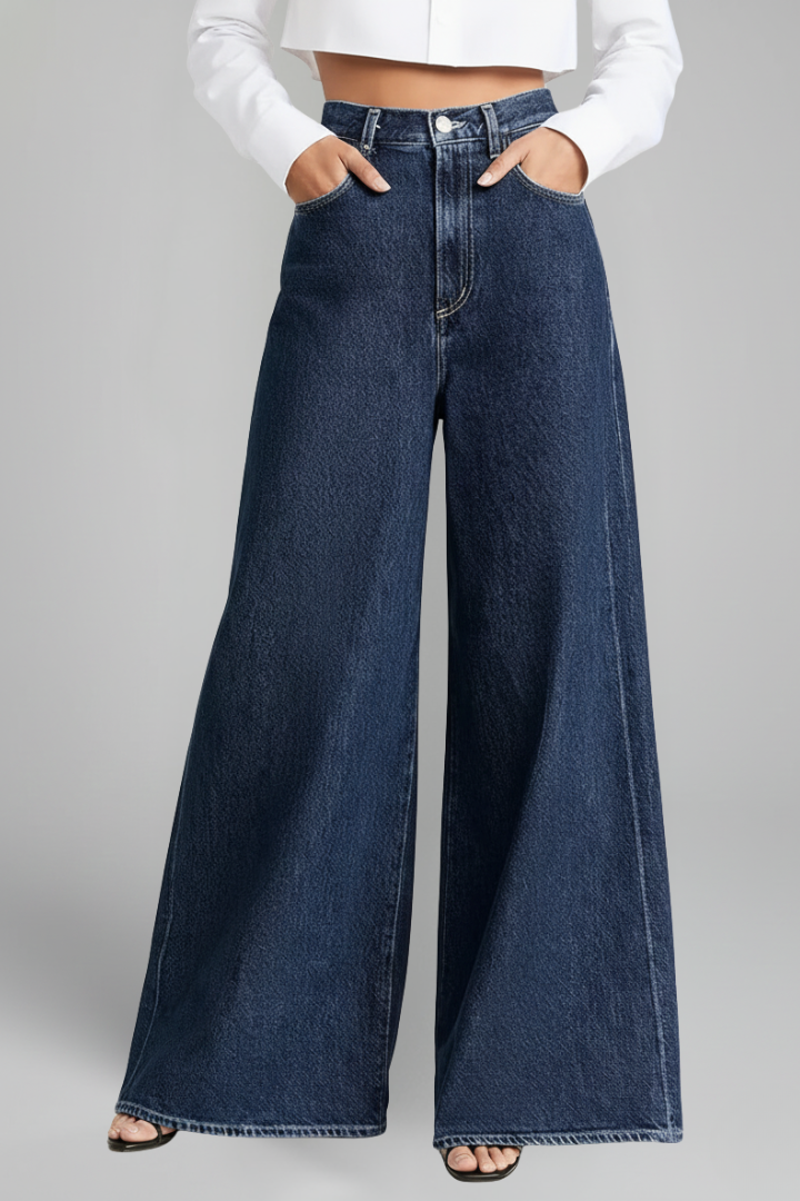 Hala | Women's Jeans | Wide-Leg High Waist Front Fastening
