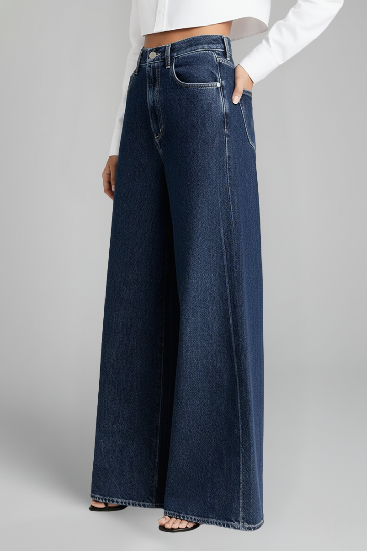 Hala | Women's Jeans | Wide-Leg High Waist Front Fastening