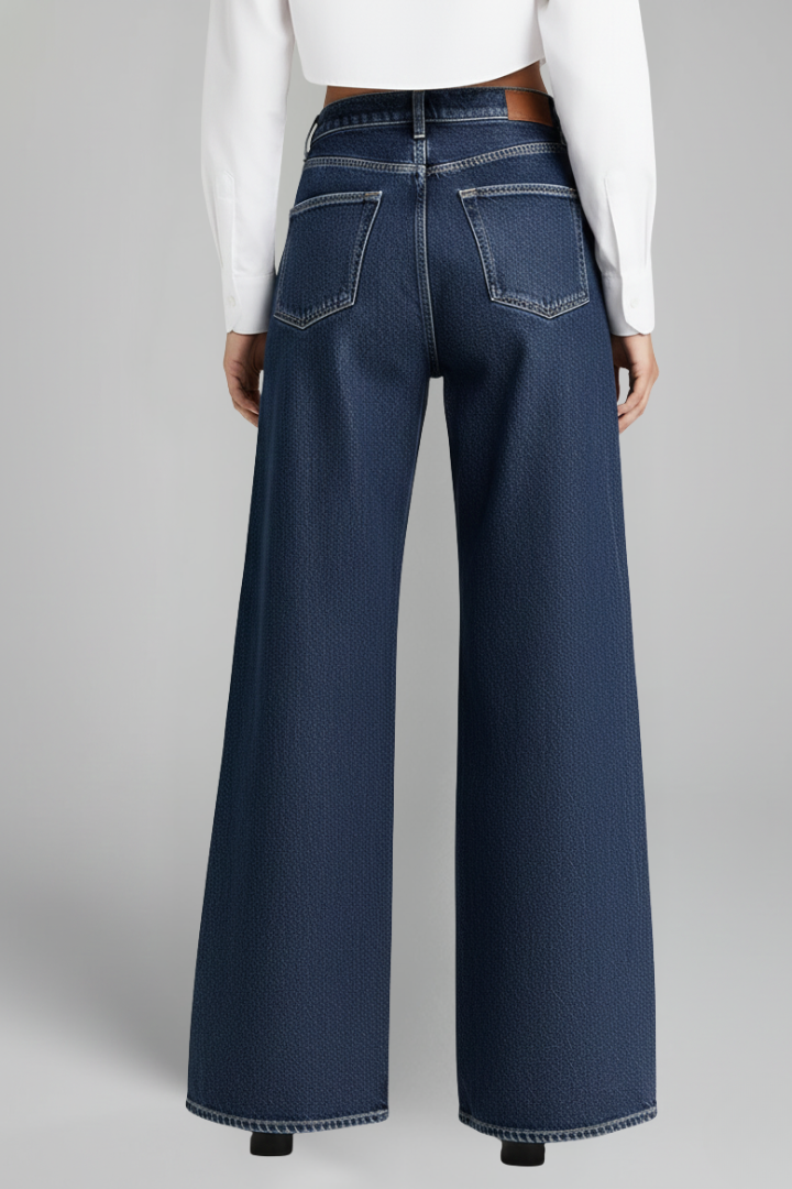 Hala | Women's Jeans | Wide-Leg High Waist Front Fastening