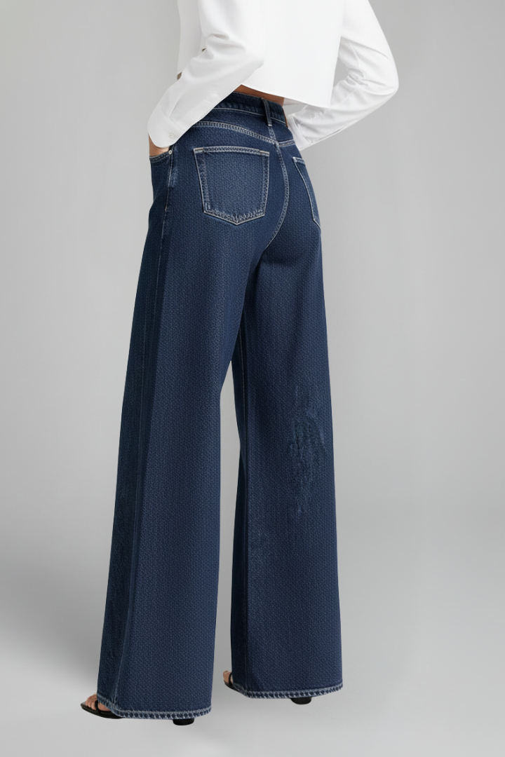 Hala | Women's Jeans | Wide-Leg High Waist Front Fastening