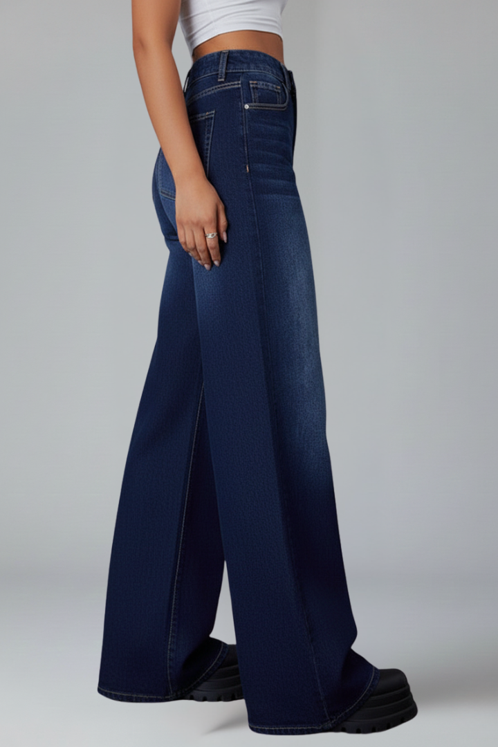 Arra | Women's Jeans | Wide-Leg Mid Rise Button Closure