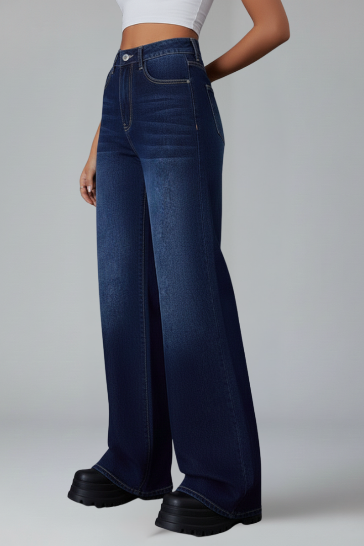 Arra | Women's Jeans | Wide-Leg Mid Rise Button Closure