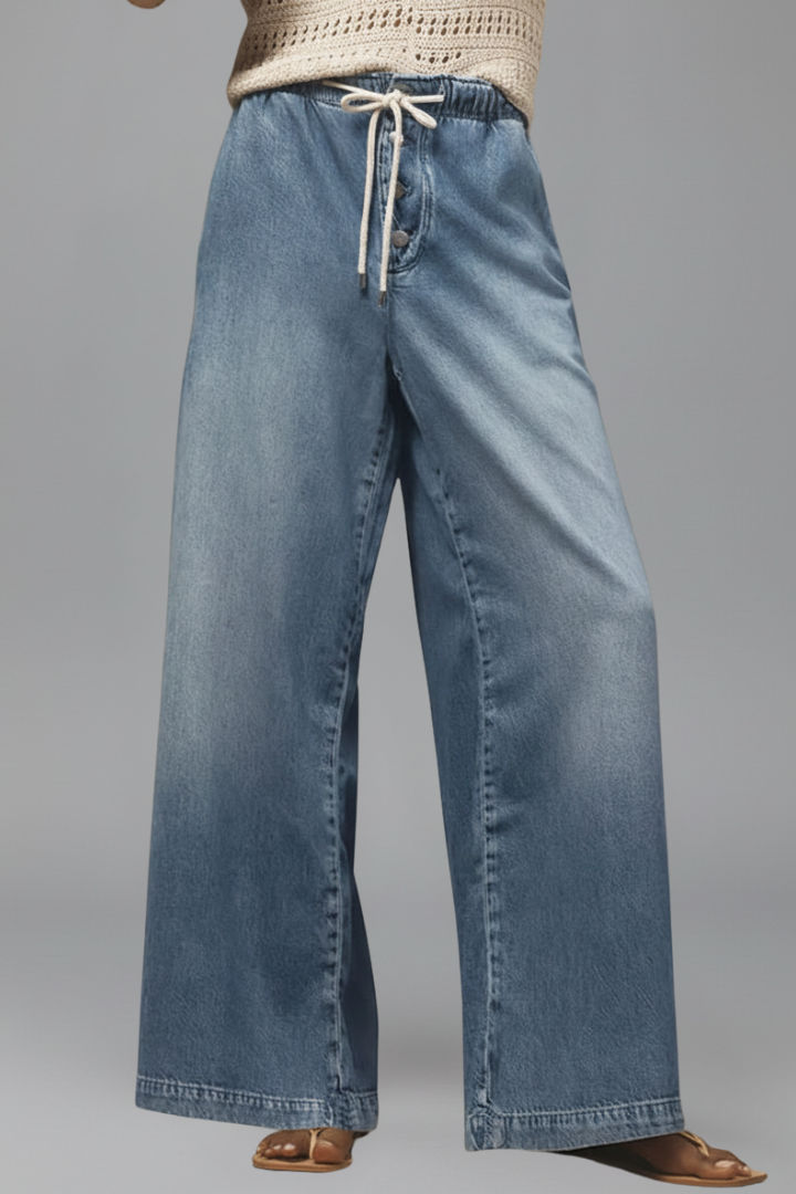 Rala | Women's Trousers | Wide-Leg Drawstring Waist Long Hem