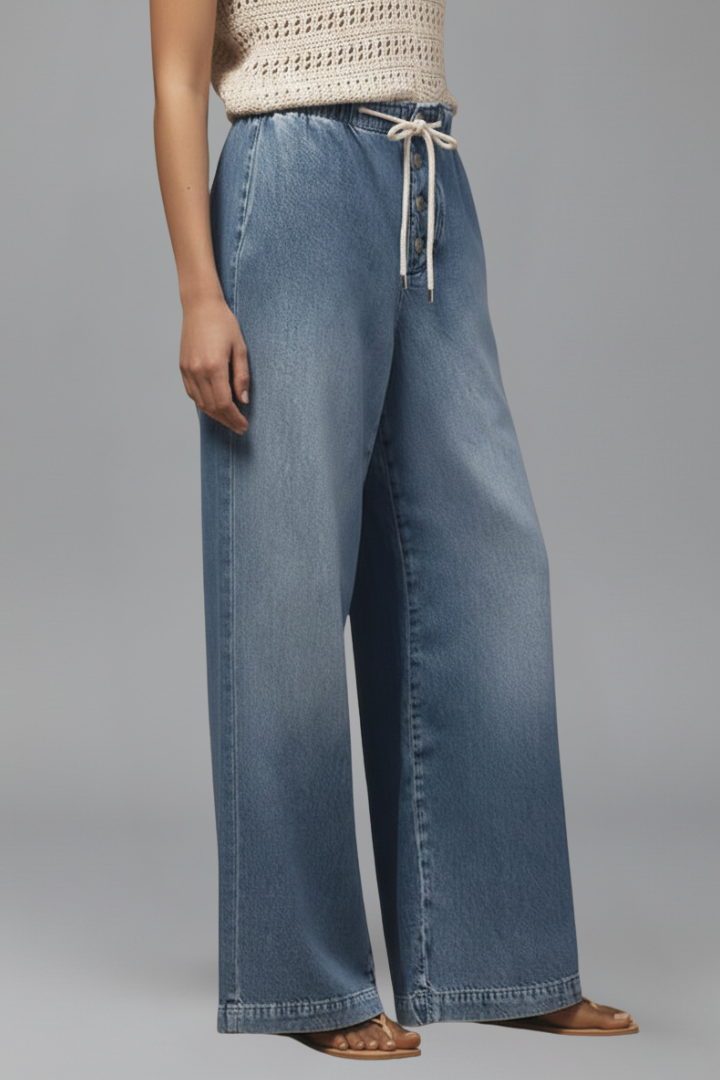 Rala | Women's Trousers | Wide-Leg Drawstring Waist Long Hem