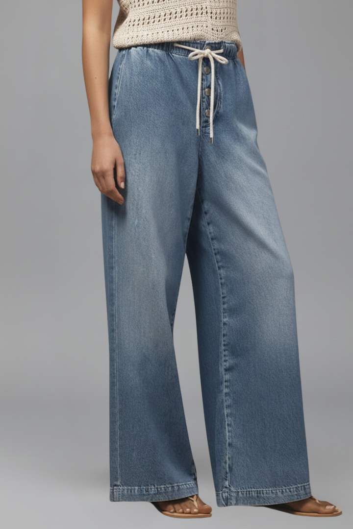 Rala | Women's Trousers | Wide-Leg Drawstring Waist Long Hem