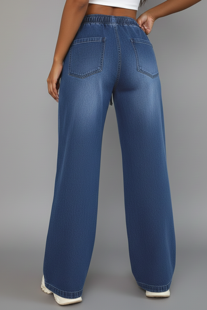 Amma | Women's Trousers | Wide-Leg Drawstring Waist Patch Pockets