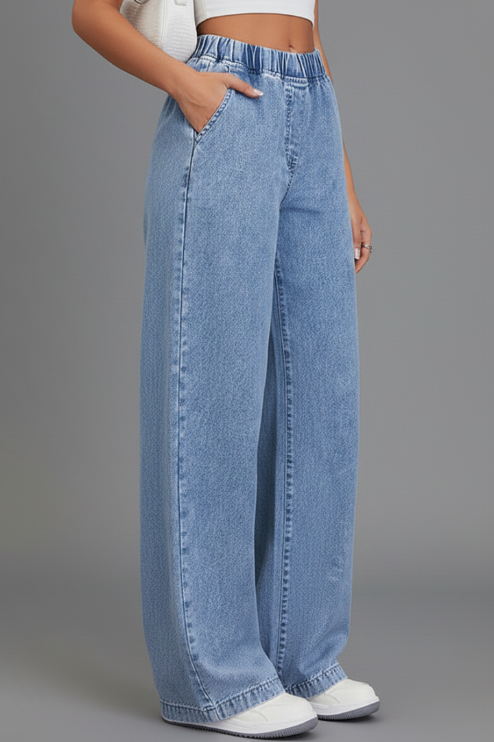 Hedvig | Women's Trousers | Wide-Leg Elastic Waist Pockets