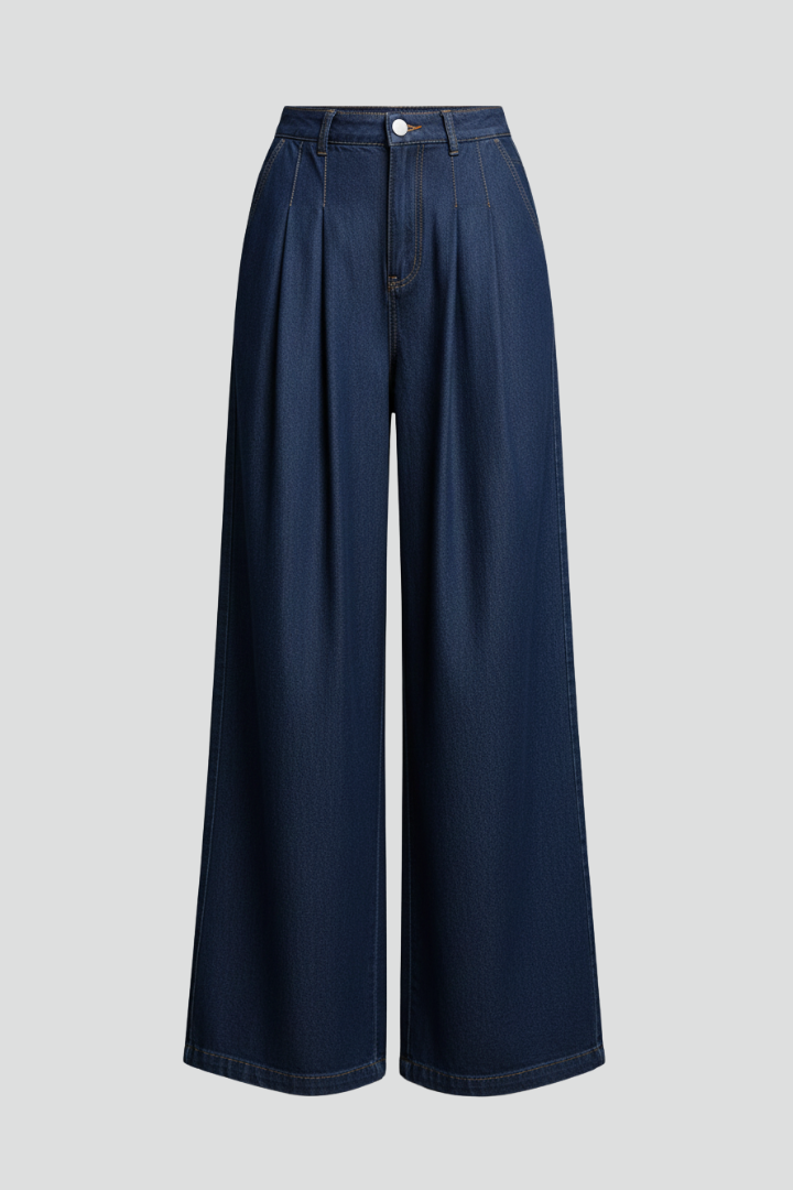 Aola | Women's Trousers | Wide-Leg Front Pleats Button Fastening