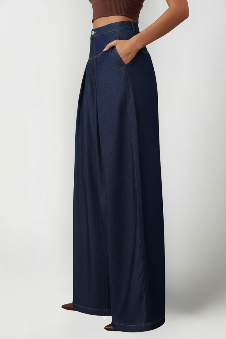 Aola | Women's Trousers | Wide-Leg Front Pleats Button Fastening