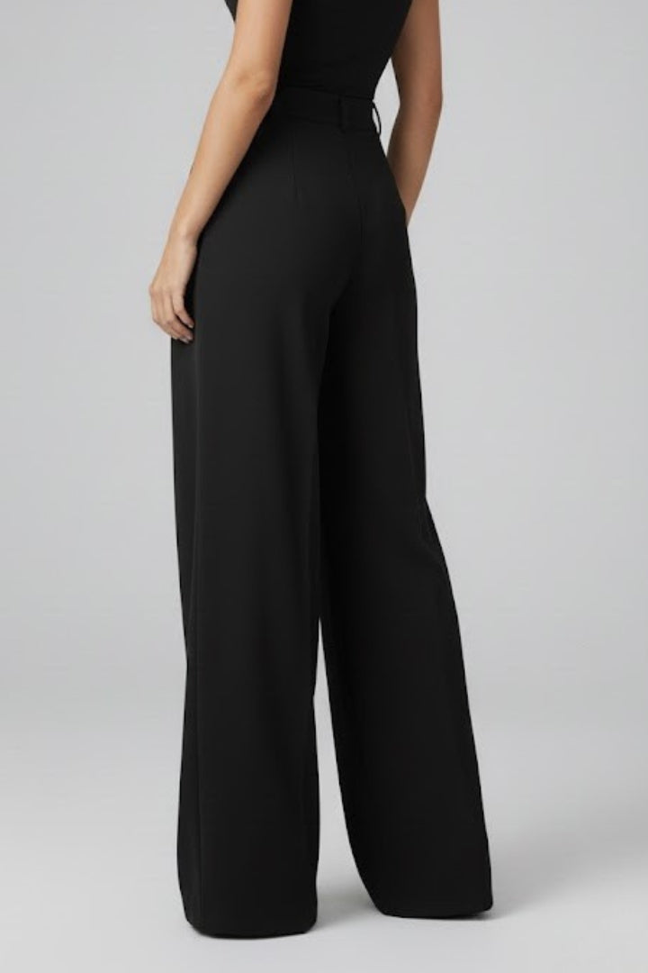 Soraya | Women's Trousers | Wide Leg Pleated Waist High Rise
