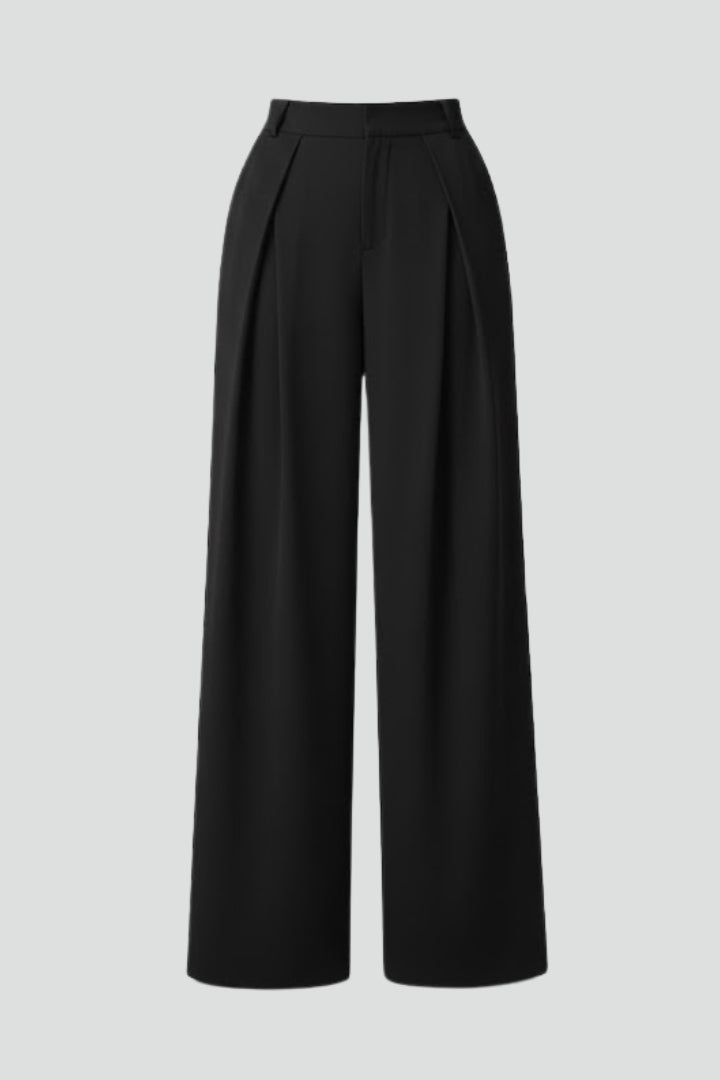 Soraya | Women's Trousers | Wide Leg Pleated Waist High Rise