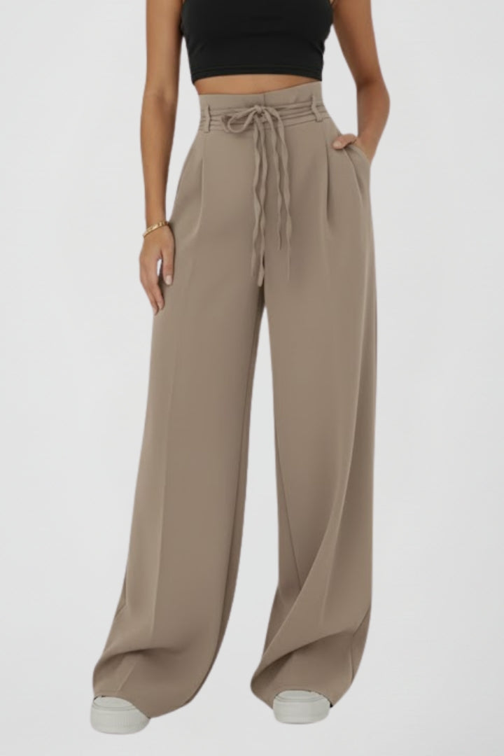 Pala | Women's Trousers | Wide Leg Tie Waist High Rise
