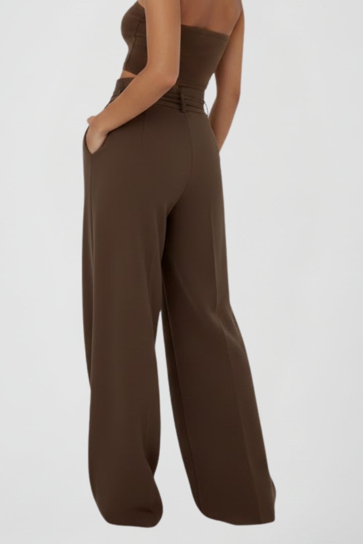 Pala | Women's Trousers | Wide Leg Tie Waist High Rise
