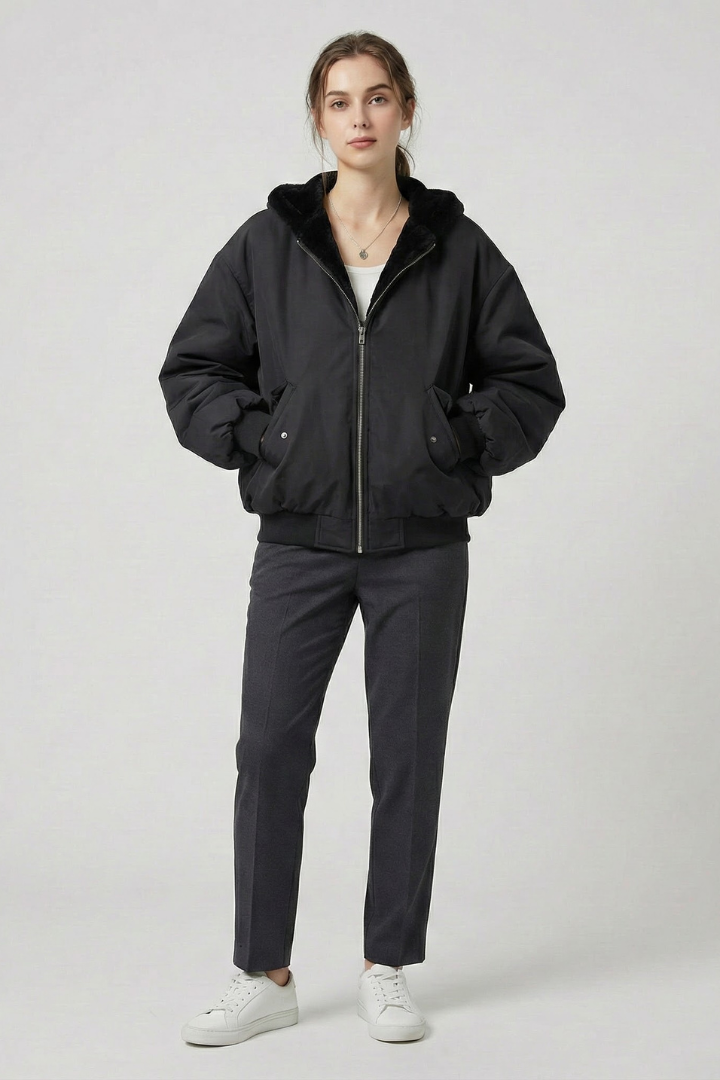 Flaminia | Women's Winter Jacket with Hood & Front Zip