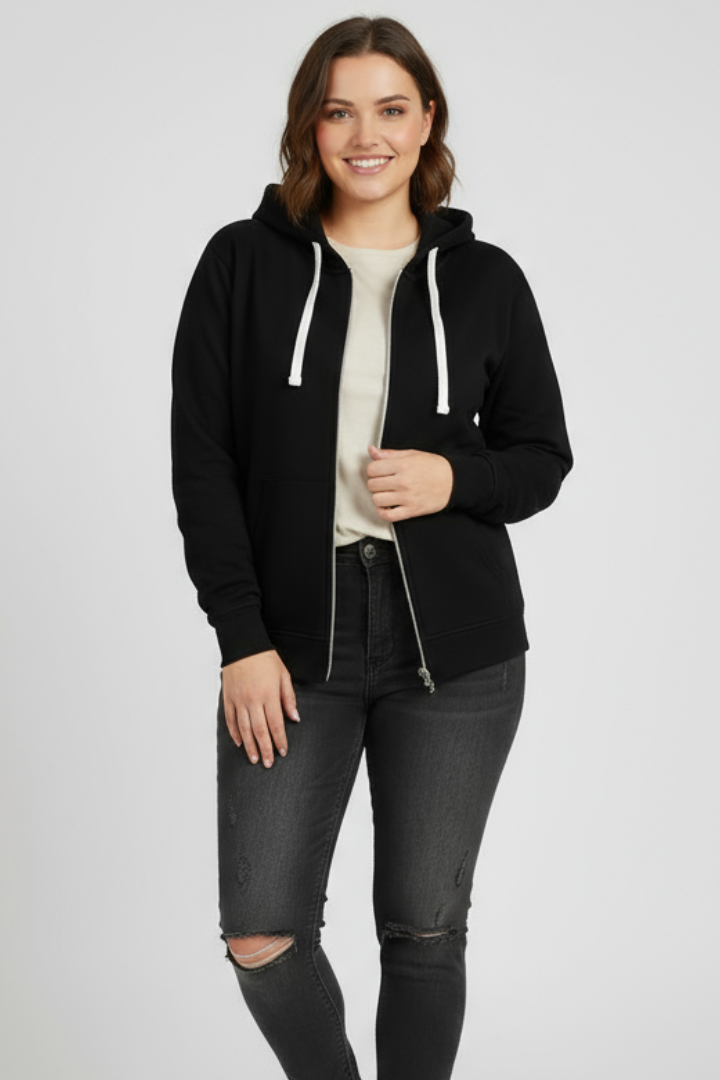 Ava | Women's Zip Hoodie with Drawstring Hood and Front Pockets
