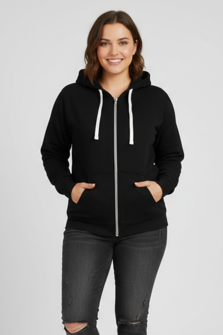 Ava | Women's Zip Hoodie with Drawstring Hood and Front Pockets